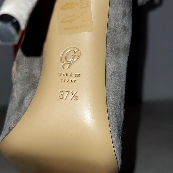 New M. Gemi Suede Peep Toe High Heel Ankle Boots, Size 7, Color: Soft Gray - Picture 4 of 6